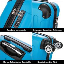 ABS Cabin Suitcase 55x40x20cm (44L) - Maximum Capacity - 4 Double 360° Spinner Wheels - Built-In Lock - Hand Luggage | Strong | Durable | With Telescopic Handle | Ideal For Business Trips & Vacation | For Men & Women - Yellow/Mint/Rose Gold/Purple/Dark Blue/Black/Pink/Silver/Red/Turquoise/Green - 綠松石色 - 查看 5