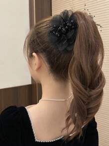 1Pc Peony & Feather Tassel Hair Claw | Elegant Party Hair Clip For Women, Perfect For Gatherings & Festivals