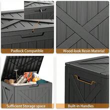 DRATO 150 Gallon Outdoor Storage Box, Large Waterproof Deck Box, Lockable Resin Storage Container With Reinforced Support Patio Cushions, Garden Tools,-Resistant Outdoor Chest(Black) - Black X - 查看 2