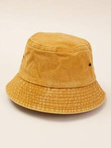 1pc Unisex Vintage Washed Bucket Hat, Plain Color Casual Sun Hat Suitable For Hiking & Vacation - Hat - View 19