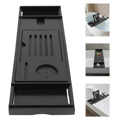 Expandable Bathtub Shelf Caddy Tray Bathtub Storage Rack For Candle Towel Bath Serving Table Tray