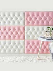 6张35cm*70cm 3D压花泡沫墙纸仿皮纹 柔软有质感（厚度0.4cm/0.16英寸）自粘泡沫墙贴 可重复使用可裁剪 卧室装饰背景 隔音加厚墙布 床头软包 防水防潮防尘防撞贴纸 家居装饰墙面装饰墙贴