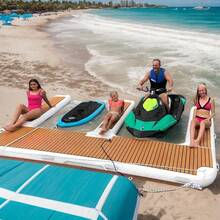 Oversized EVA Fully Covered E-Shaped Inflatable Floating Dock | 161"X118"X8"Inflatable Double Jet Ski Dock | Luxury Water Floating Mat For Lake, Pool & Beach - Yellow - View 5