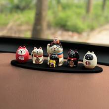 Charming Fortune Cat - Handpainted Polyresin Daruma Lucky Cat Tabletop Decor, Car Decoration Back To School Room Decor Home Decor Ornaments Home Miniature Things - Others - View 15