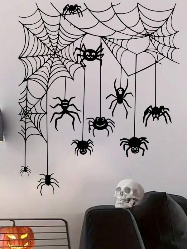 Halloween Spider Webs Decal Stickers Home Wall Scary Decoration Party Supplies For Home Wall - Indoor Outdoor Room Window Halloween Decor Home Decor Fall Decor Room Decor