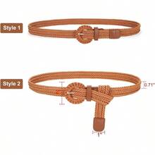 VONMELLI Braided Belt For Women Woven Rattan Waist For Sunmmer Fashion Dr Jeans Thin Ladies Belts - màu nâu - Xem 4