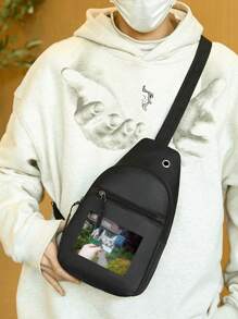 1 Piece Customized Waist Bag, Chest Bag, Casual, Fashionable, Letters, DIY, Simple, Light, Portable, Large Capacity, Wear-Resistant, Solid Color, Travel, Shopping, Zipper, Multi-Function, Multiple Bags