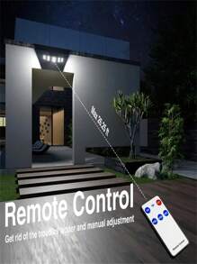 A Pack Of 1 Outdoor Solar Wall Light With 5 Heads, Featuring A Freely Rotating Design For A Wide Illumination Range, 2-Person Sensor, 3 Remote Control Modes, A Large Solar Panel For Charging, Extended Standby Time, Easy Installation, Suitable For Porch Wall Lighting.
