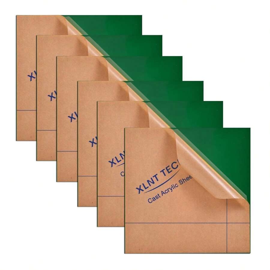 6 PCS Dark Green Cast Acrylic Opaque (No-Transparent) Plastic Sheet 8 X 8 Inch (.118" Thick), For Signs, DIY Projects. - 墨綠色 - 查看 1