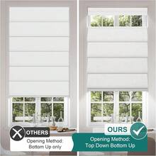 Top Down Bottom Up Roman Shades For Windows Blackout, Cordless Fabric Roman Blinds, Thermal Insulated Room Darkening Window Shades For Home Living Room Bedroom,Linen White,Custom Size - Mint Green - View 6