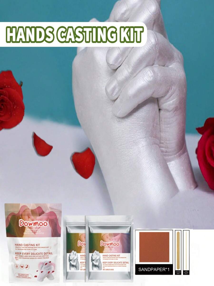 50g/200g Hand Molding Powder Set, 3D Hand Mold Plaster Casting DIY Craft Kit, Ideal Gift For Engagement, Wedding, Mother's Day, Anniversary, Unique Gift For Men And Women, Couples, Random Old/New Version Shipped - Multicolor - View 1