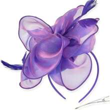 1 Stück Fascinator Hut Teezeremonie Kopfschmuck mit Bändern, Federn auf Haarband und Clip für Mädchen und Frauen, Haaraccessoire