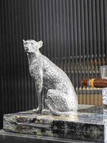 1 Piece Of Leopard Squatting Desktop Decorative Ornaments, Resin Material Retro Style Handicrafts Decoration Suitable For Study, Entrance, Office, Hotel Decoration