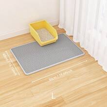1pc Gray Cat Litter Mat - Double Layer Design, Washable Waterproof Mat With Flip Cover For Easy Cleaning, Available In 30*40cm/40*50cm/45*60cm/55*75cm/60*90cm (Multiple Sizes), Suitable For Various Cat Litter Box Sizes - Multicolor - View 5