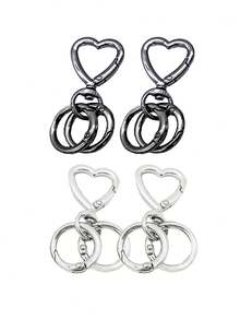 1 Set Heart Shaped Spring Clasp And Spring Ring Combination, Convenient For Keychain, Dog Leash, Backpack Accessories, Keychain Pendant, Openable Handbag Strap Connector, Outdoor Camping Hiking Accessories, Suitable For DIY Lanyard Dog Clips, Jewelry Metal Keychains, Metal Shaped Keychains, Bag Clips, Dog Leash Clips - Multicolor - View 19
