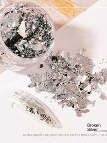 1Box Nail Art Gold & Silver Foil Paper & 3D Asymmetrical Aluminum Sticker Diy Nail Charms Nail Gems Nail Supplies Nails - Silver - View 6