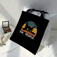 Humorous Black Cat Gaze Tote Bag - Fashion Shopping And Gift Ideas, Vivid Gradient Design, Essential For Everyday Use Or College