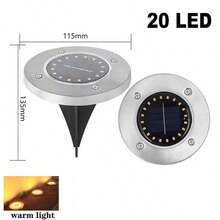 太阳能地埋灯，不锈钢可旋转，暖白 12/16/20 LED，户外花园庭院草坪小路景观灯 - 暖白色 - 查看 10