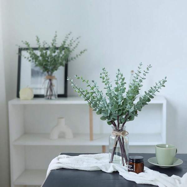 DIY Decoración con Eucalipto, Decoración para interiores y exteriores, Crea una atmósfera verde, Ramo personalizado único, Flores artificiales, Plantas exteriores resistentes a los rayos UV, Vegetación para decoración del hogar, jardín, fiestas y bodas, Ramo de novia
