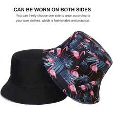 Unisex Reversible Bucket Hat For Beach And Fishing - Flamingo Black - View 4