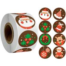 1/2/3 piezas 1 rollo de 500 hojas de pegatinas navideñas, etiquetas autoadhesivas circulares de 1 pulgada, utilizadas para embalaje de regalos DIY, horneado y decoración, pegatinas de sellado de cajas, pegatinas de sellado de embalaje, etiquetas de decoración de cajas de regalo y bolsas de embalaje, pegatinas de sellado, decoración de fiestas navideñas - 8 estilos únicos de pegatinas navideñas mixtas Navidad Decoraciones navideñas Pijamas navideños Regalos de Navidad Decoración navideña