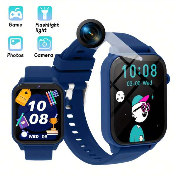 1 pezzo Orologio smart da 4,65 cm, nuovo orologio smart per bambini, versione aggiornata di orologio smart con giochi per adolescenti e bambini, supporta sveglia, contapassi, cronometro, torcia, calcolatrice, giochi, fotocamera, idea regalo