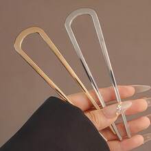 Elegant French U-Shaped Hair Clip - Suitable Thick And Normal Hair, Alloy Hair Clip, Fixed On Hair Bun, Classic Metal U-Shaped Design, Suitable Curly Hair Artistic Decoration, Women's Hair Accessory |   French Style Design |   Classic Metal Hair Clip, Women's Hair Accessories