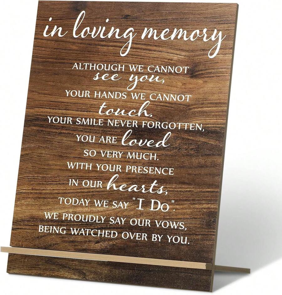 In Loving Memory Wedding Sign Acrylic Memorial Table Sign For Wedding Wooden Decor For Ceremony And Reception(Classic) - 銀色 - 查看 1