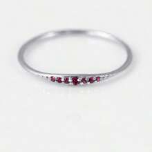 1pc Elegant & Minimalist Women's Personalized Ring, 14K Gold-Plated Halo Design With Sparkling Red Synthetic Zirconia Stone, Perfect For Daily Wear And Gifting, Ideal For Valentine's Day - Silver - View 1