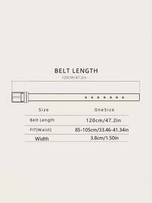 1pc Oval Green Maple Leaf Embossed Buckle Fashion Guitar Note Rivet PU Leather Belt, Unisex Fall, Autumn, Halloween - Multicolor - View 2