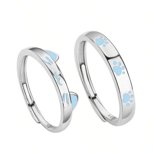 2 piezas de anillos abiertos que brillan en la oscuridad, anillos ajustables de moda minimalista unisex para uso diario, diseño independiente