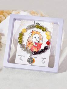 1 Peça Pulseira de Contas Feita à Mão de Pedra Natural de 8mm com Pingente de 12 Constelações, Adequada como Presente para Dia dos Namorados, Aniversário, Esposa, Namorada ou Amiga, Pulseira do Zodíaco