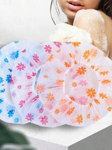 Set de 10 gorros de ducha impermeables con estampado floral, gorros de baño reutilizables y elásticos para el baño, la ducha y el baño, anti-aceite - Multicolor - Ver 5