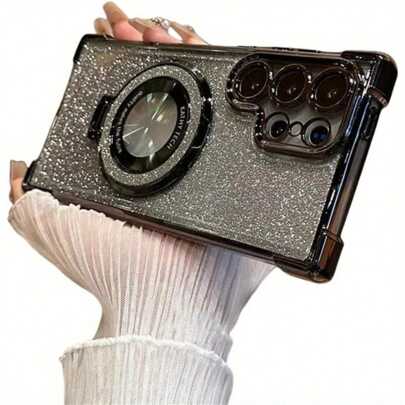 Este es un estuche protector para el Galaxy S25 Ultra/S24Ultra/S23Ultra/S22Ultra/S22/S23/S24/S25/S25Plus/A15/A54/A55 que presenta un parachoques con diamantes brillantes y adornos de strass.