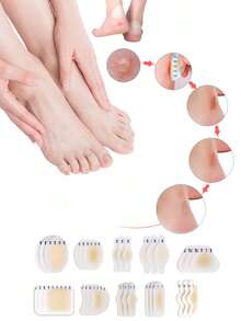 18 piezas de parches para ampollas invisibles de hidrocolloid en gel, parches acolchados para ampollas para talón, pie, dedos de los pies y proteger la piel - Blanco - Ver 8