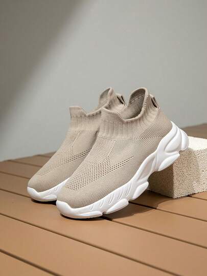 1 Pair Kid's Sock Shoes, Sports Sneakers With Breathable, Elastic, Soft, Shock-Absorbing, Quick-Drying, Slip-Resistant, Wear-Resistant, Slip-On Design, Suitable For Casual, Running, Walking, School Style