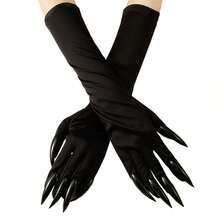 4 Peças Luvas de Bruxa Pretas de Unhas Longas para Fantasia de Halloween, Acessórios de Cosplay, Decoração Doméstica, Decoração de Halloween, Decoração de Outono, Decoração de Quarto, Decoração de Outono
