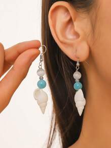 Natural Seashell Pearl Beaded Earrings - Bohemian Ocean Beach Vacation Jewelry, Colorful Statement Dangle Earrings For Women