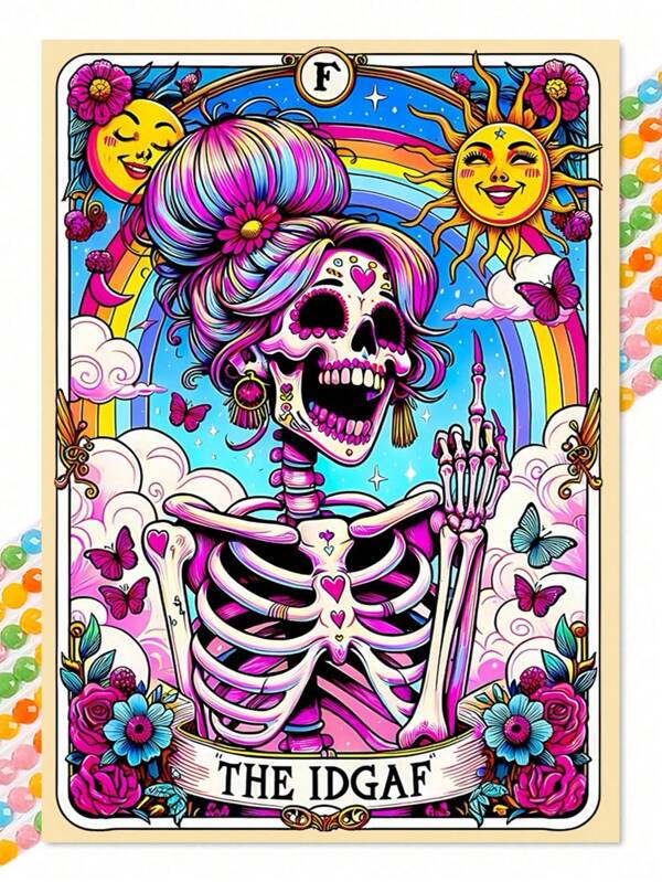 1pc 30x40cm Skeleton Woman Diamond Painting Full Round Diamond Halloween Art DIY Rhinestone Inlaid Mosaic Cross Stitch Kit