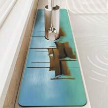 Faucet Mat, Mother-Of-Pearl & Ocean Design Faucet Splash Guard, Adds Texture To Space, Bathroom Faucet Anti-Splash Mat, Anti-Moisture Anti-Slip Faucet Mat, Kitchen Countertop Accessory, Kitchen & Dining Table Accessory, Sink Drainage Mat, Anti-Moisture Absorbent Mat, Absorbent Drainage Mat For Dishes, Multi-Function Absorbent Anti-Slip Mat