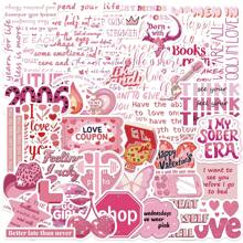 50 Pezzi Adesivi con citazioni romantiche rosa, adesivi estetici in vinile per scrapbooking, diario, computer portatile, paraurti, skateboard, borraccia, computer, telefono, cartoni animati, elmetto, auto e decalcomanie