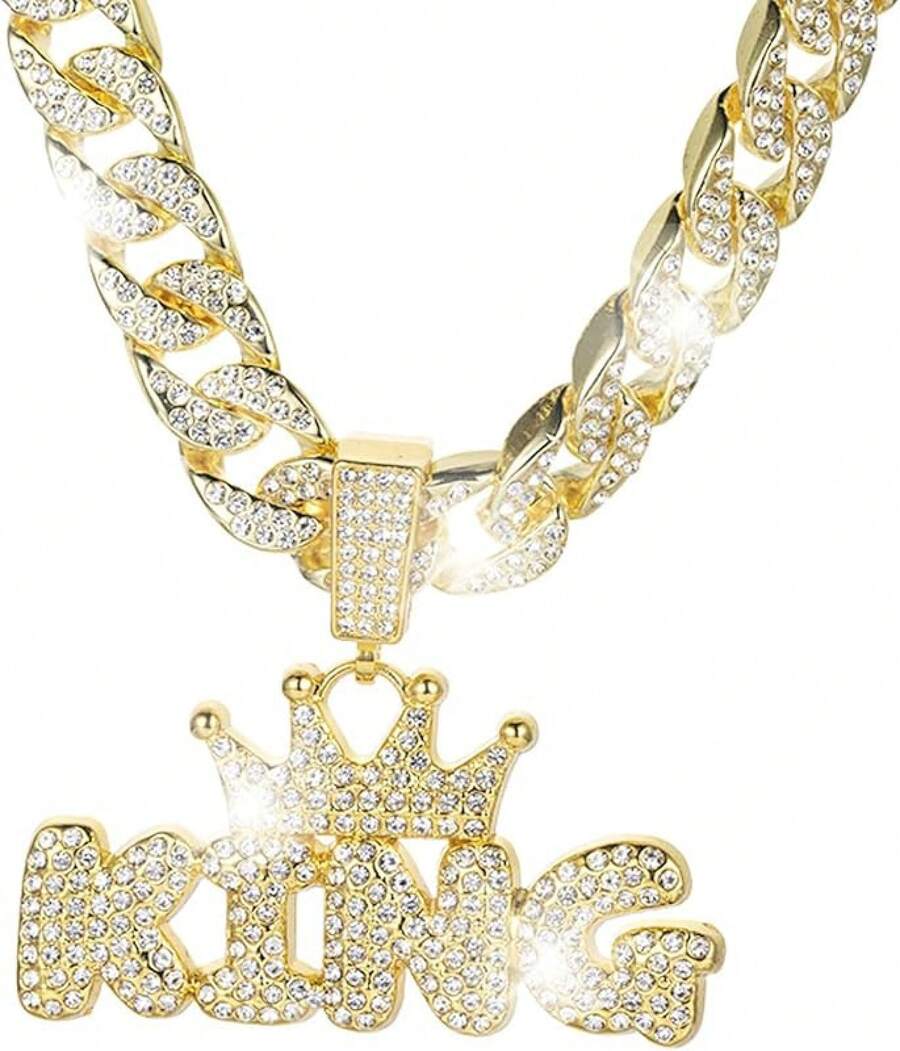 Men's Shiny Cuban Chain Necklace, Miami Style Silver Plated Gold Plated Shiny Necklace, Hop Necklace - Jin Wang - View 1