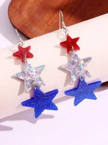 1 Coppia di orecchini con design a stelle e strisce per il Giorno dell'Indipendenza americana, gioielli di moda creativa, regalo per il 4 luglio