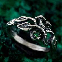 1 套复古情侣哥特式订婚戒指，古董银质分支戒指，男女通用巫师戒指，深色几何指环 - 彩色 - 查看 17