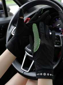 1 Set de guantes unisex transpirables con protección solar, guantes de tacto suave para pantalla táctil para conducir, ciclismo y uso en exteriores en verano