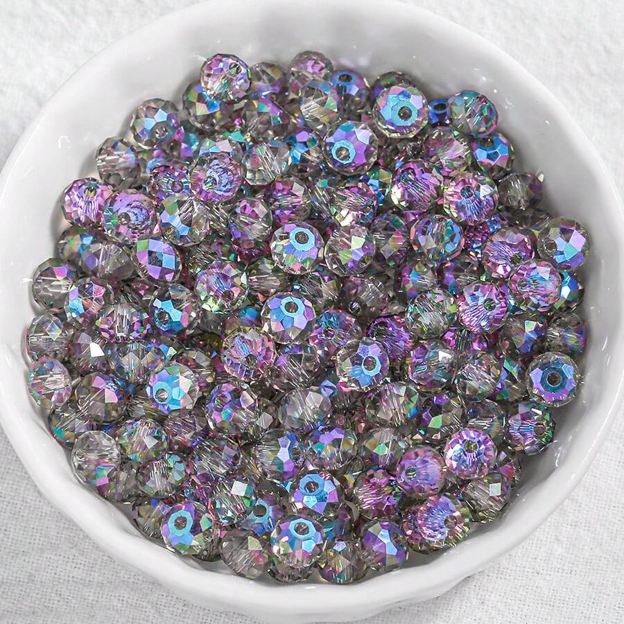 200/300颗/6毫米/8毫米闪光玻璃水晶扁圆形多钻珠，适用于项链耳环和DIY工艺品珠宝制作