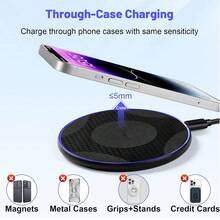 快速无线充电器，15W Max 无线充电板兼容 16/15/14/13/12/SE/11/11 Pro/XS Max/XR/X/8、Air Pods；适用于三星 Galaxy S23/S22/Note、Pixel/G8 7 的无线充电垫 - 花紋圓盤黑色 - 查看 4