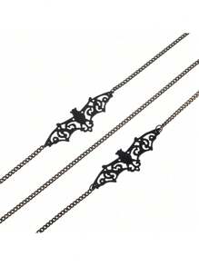1 pièce Chaîne de lunettes de chat noire Y2K pour femmes et hommes avec lunettes de soleil, accessoire de photo pour Halloween et carnaval, cadeau