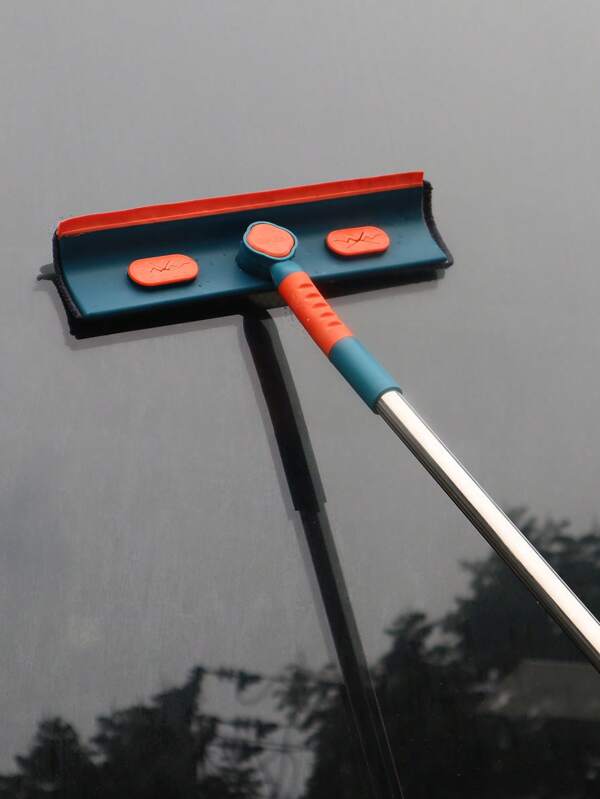 1pc Window Cleaning Tool, Adjustable ABS Handle, Stainless Steel Extension Rod, Reaches High Windows, Suitable For Glass, Tiles And Home Surfaces, Easy To Use, Green Glass Squeegee Set