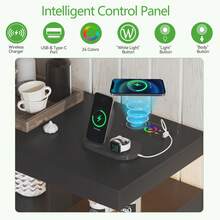 LED Sideboard Buffet Cabinet With Charging Station, Kitchen Storage With Auto RGB Lighted, High Gloss Coffee Bar With 3 Drawers For Living Room, Dining Room, Kitchen - màu đen - Xem 4